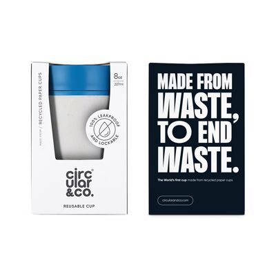 Taza circular de 8 oz de tiza y azul pacífico (1 x paquete de 8) Taza de café reutilizable sostenible