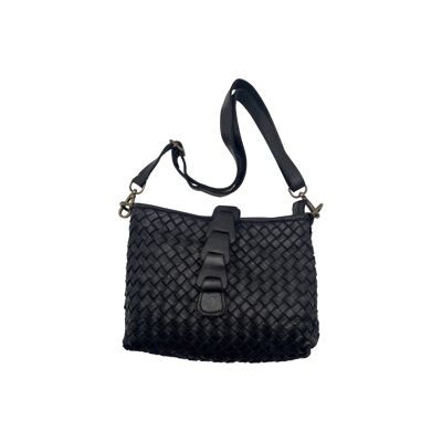 BOLSO BANDOLERA SAHAH DE PIEL LAVADA NEGRO