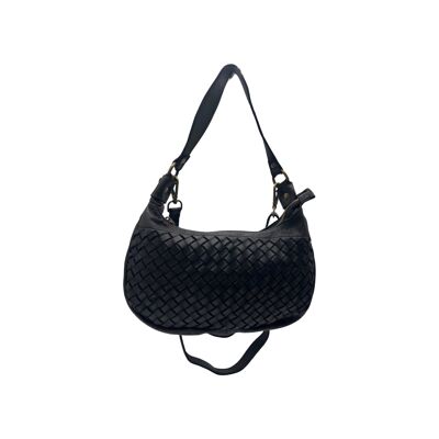 JULIETTE BLACK WASHED LEATHER SHOULDER BAG