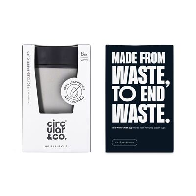 Taza circular de 8 oz Chalk & Storm Grey (1 x paquete de 8) Taza de café reutilizable sostenible