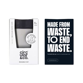 Tasse circulaire 8oz Chalk & Storm Grey (1 x pack 8) Tasse à café réutilisable durable 1