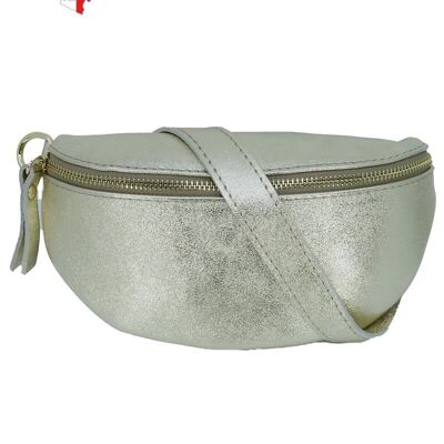 Iridescent leather fanny pack with metal closure Size S
