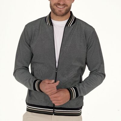 Chaqueta teddy de piqué jaspeado