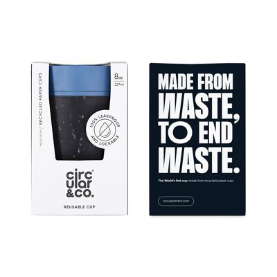 Circular Cup 8oz Grey & Rockpool Blue (1 x pack 8) Sustainable Reusable Coffee Cup