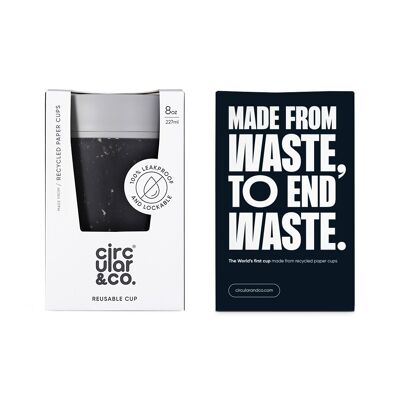 Taza circular de 8 oz gris y blanco guijarro (1 x paquete de 8) Taza de café reutilizable sostenible