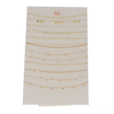 Kit de 24 collares de borlas - oro - exhibición gratuita
