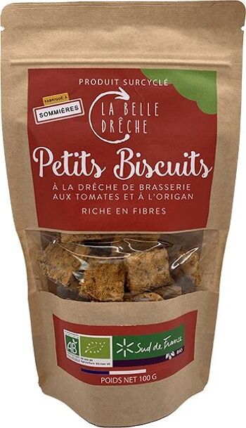 Petits biscuits BIO à la drêche de brasserie aux tomates séchés et à l'origan - 100g 1