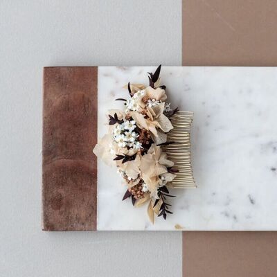 Hair comb dried flowers apricot bordeaux