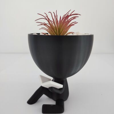 Flowerpot of person with book - Robert plant - Planter.