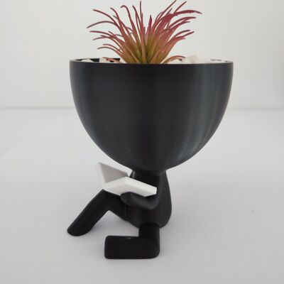Flowerpot of person with book - Robert plant - Planter.
