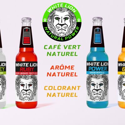 Bebida Natural White Lion: Pack de 4 Sabores (6 botellas de cada sabor)