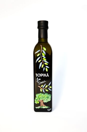 500 ml | Huile d'olive de qualité supérieure en bouteille peinte à la main pour cadeaux de Noël et cadeaux d'affaires