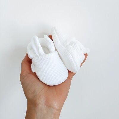 Baby Slippers - White Waffle