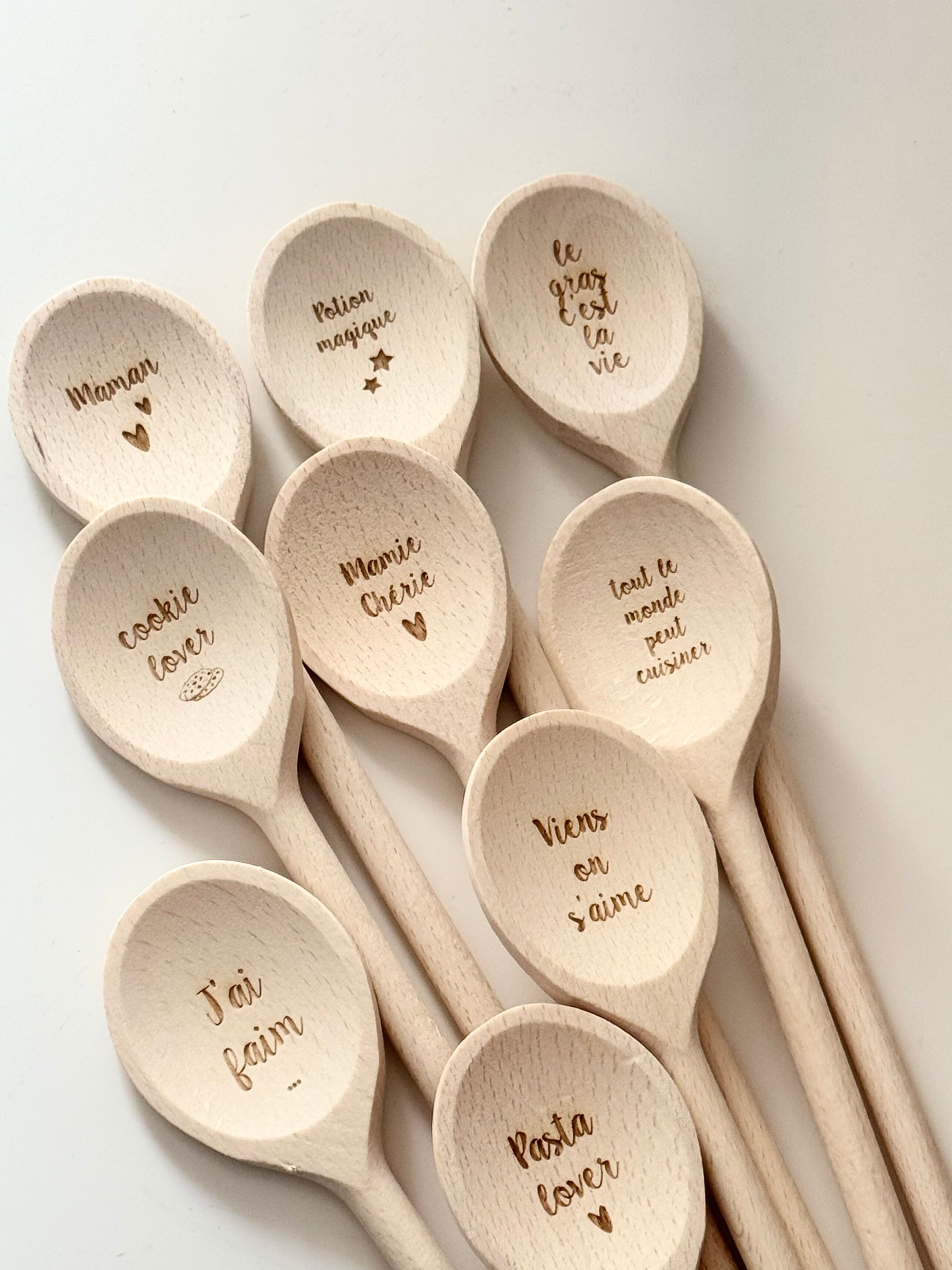 Set di 15 cucchiai in legno - Messaggi