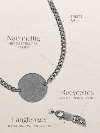 Bracelet chaîne gourmette CIRCLE plaqué rhodium noir 5