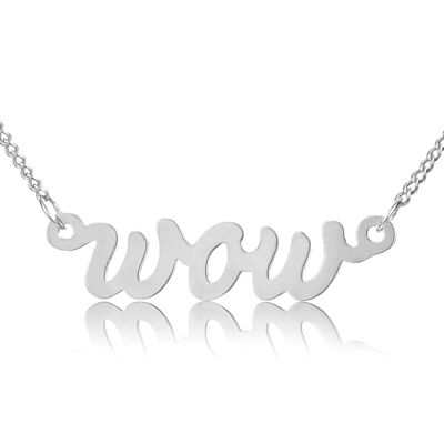 Chain pendant WOW silver rhodium plated