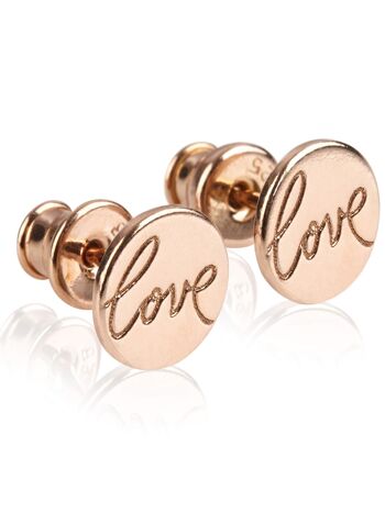 Boucles d'oreilles LOVE plaqué or rose 1