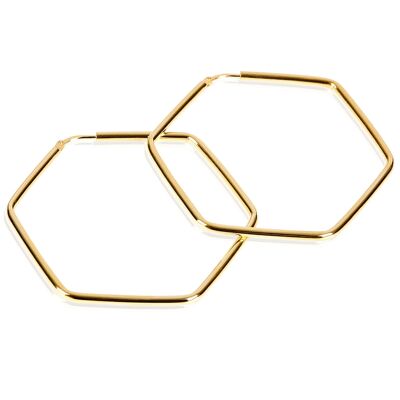 Pendientes de aro clásicos bañados en oro HEXAGON