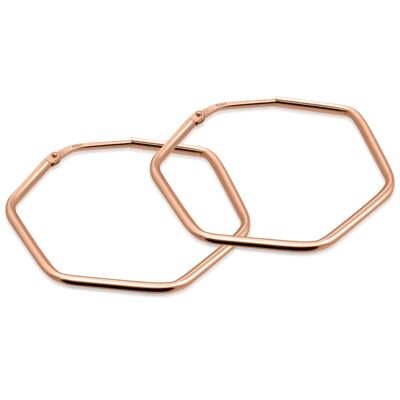 HEXAGON hoop earrings discreetly rose gold plated