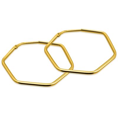 HEXAGON hoop earrings discreetly gold-plated