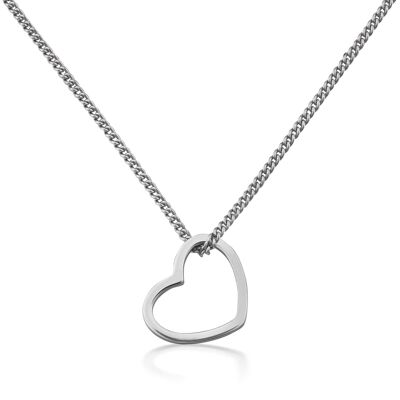 Chain pendant HEART silver rhodium plated