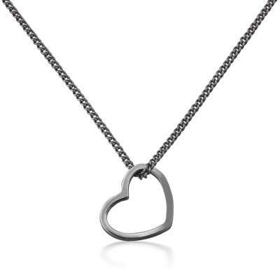 Chain pendant HEART black rhodium plated