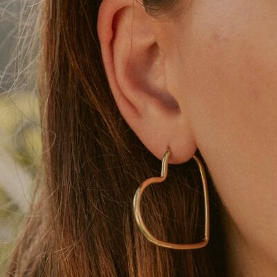 Hoop earrings HEART gold plated