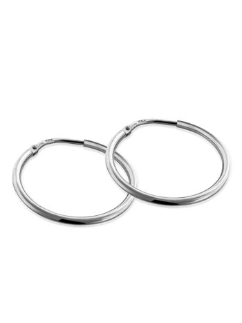 Boucles d'oreilles créoles cercle HOOP discrètes argent rhodié 2