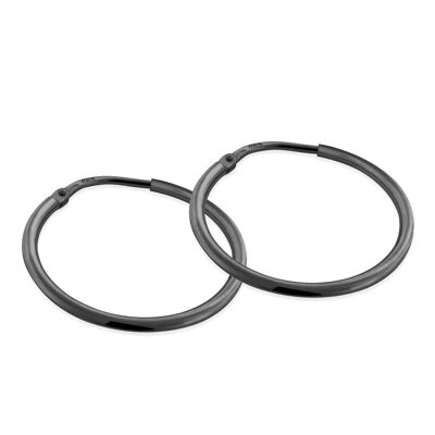 Pendientes de aro circulares HOOP discretamente negro rodiado