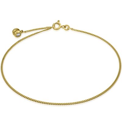 Anklet curb chain with zirconia TIMELESS Gold