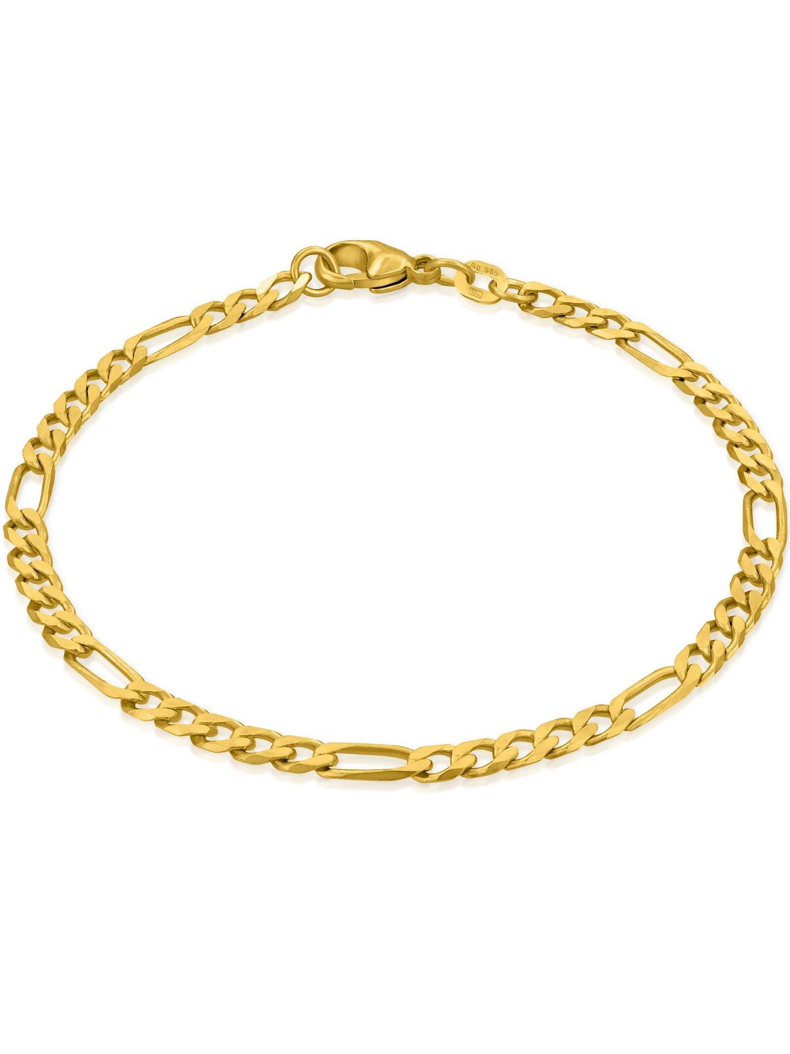 Figarokette VARIED 5:1 Echtgold Diamantiert