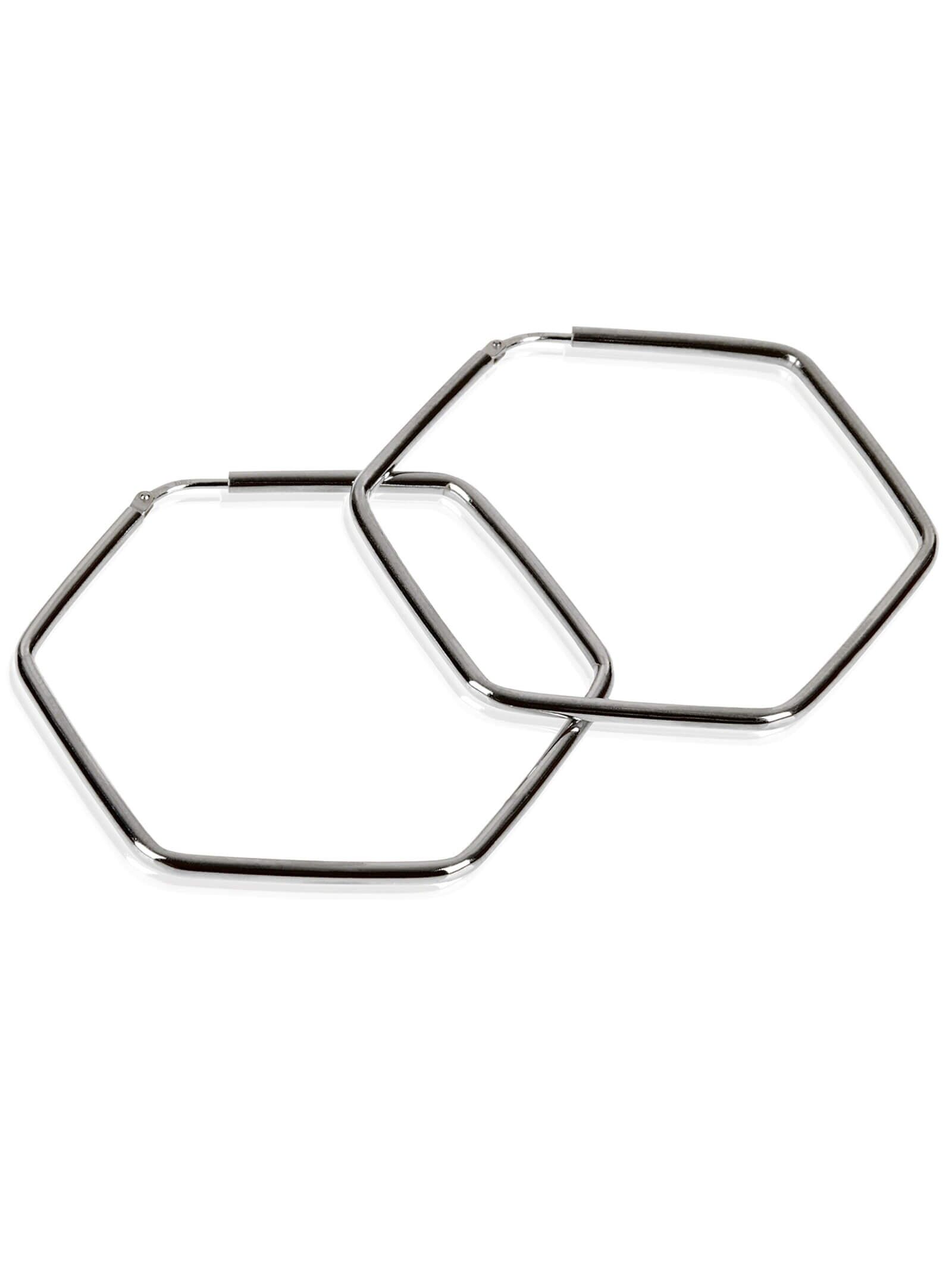 Creolen HEXAGON Klassisch Schwarz Rhodiniert