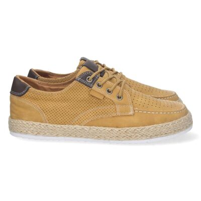 Zapato Plano con Yute y Cordones en color Camel.