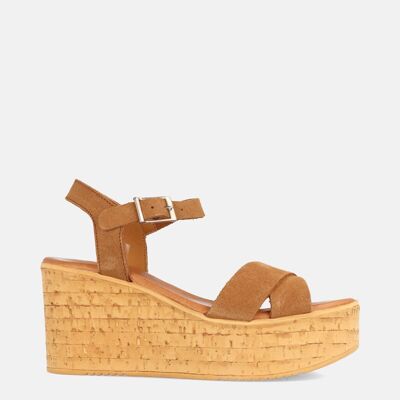 WOMEN'S SUEDE SANDAL WITH SIENA LEATHER PLATFORM