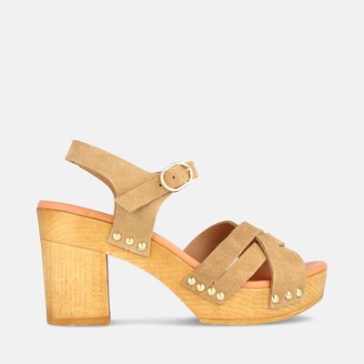 WOMEN'S SANDALS WITH PLATFORM AND HIGH HEEL IN SUEDE SUEDE DALILA MUSHROOM