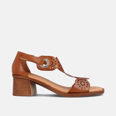 WOMEN'S HEELED LEATHER SANDALS ELISA HAZEL