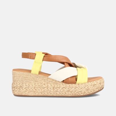 WOMEN'S PLATFORM SANDAL IN CERALIN LEATHER CLARABELLA MULTIYELLOW