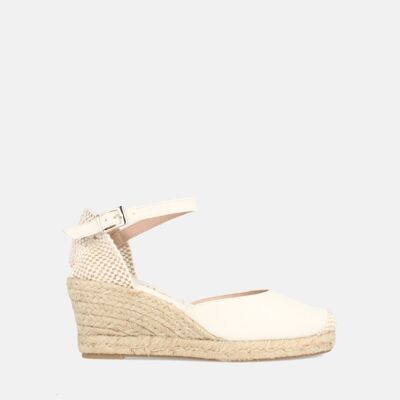 WOMEN'S JUTE WITH MEDIUM WEDGE IN WHITE DINA LEATHER