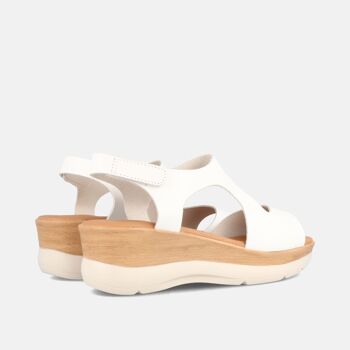 SANDALES POUR FEMMES À COMPENSÉ MOYEN EN CUIR BLANC BLANCO 3