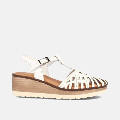 SANDALS FOR WOMEN STYLE CRABBOAT IN WHITE LEATHER HELOISA