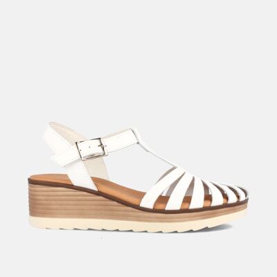 SANDALES FELICIA EN CUIR POUR FEMME STYLE CRABBIE BLANC