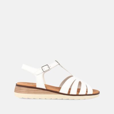 SANDALEN FÜR DAMEN MIT MITTLEREM KEIL AUS WEISSEM LEDER GRACIA