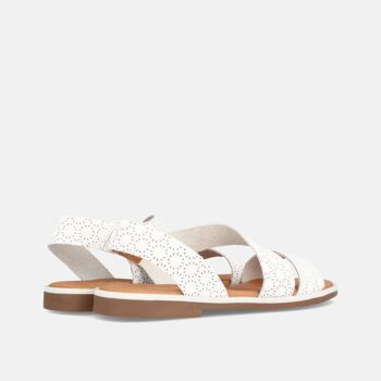 SANDALES PLATES FEMME EN CUIR ARIAZA BLANC 3