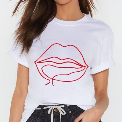 T-Shirt "Lips"__XS / Bianco