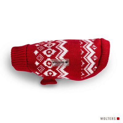 Maglione norvegese lavorato a maglia rosso/bianco