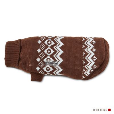 Pull tricoté norvégien marron/blanc