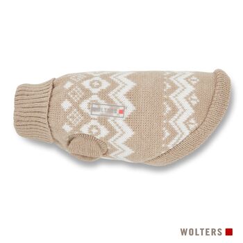 Pull tricoté norvégien taupe/blanc