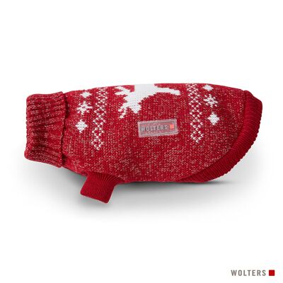 Pull tricoté élan avec paillettes rouge/argent