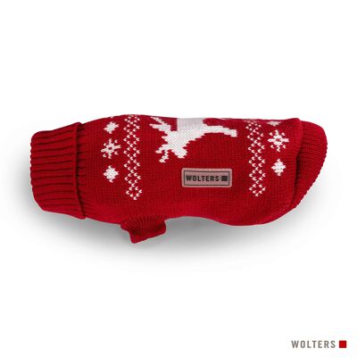 Knitted sweater moose red/white