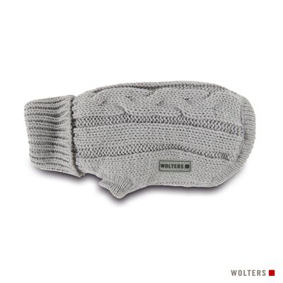 Knitted sweater cable silver gray
